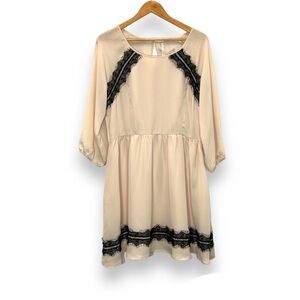 LC Lauren Conrad Eyelash Lace Trim Blush Tint Crepe Dress Women’s 14 New